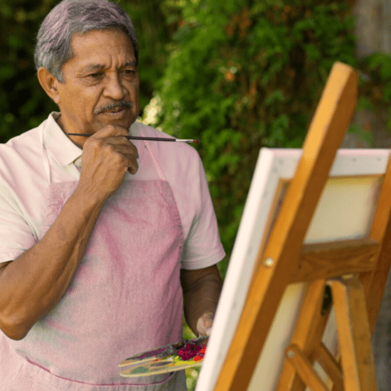 elderly person being creative