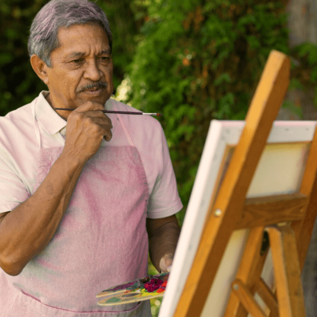 elderly person being creative